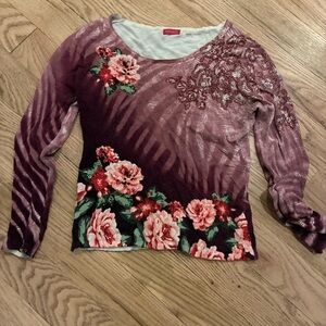 Floral Embellished Long Sleeve Top